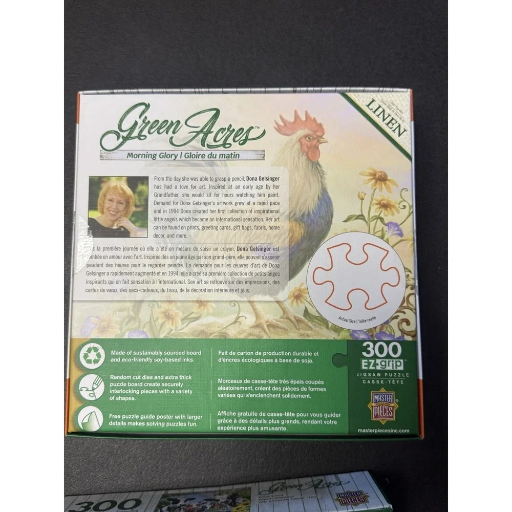 Master Pieces 2 EZ-Grip 300 Large Piece Jigsaw Puzzle Linen Complete Green Acres